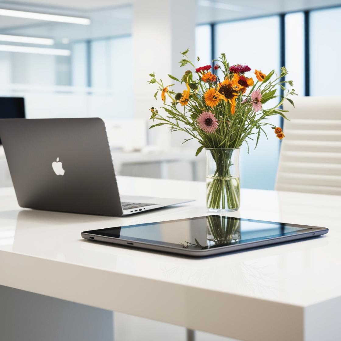 White Table with laptop